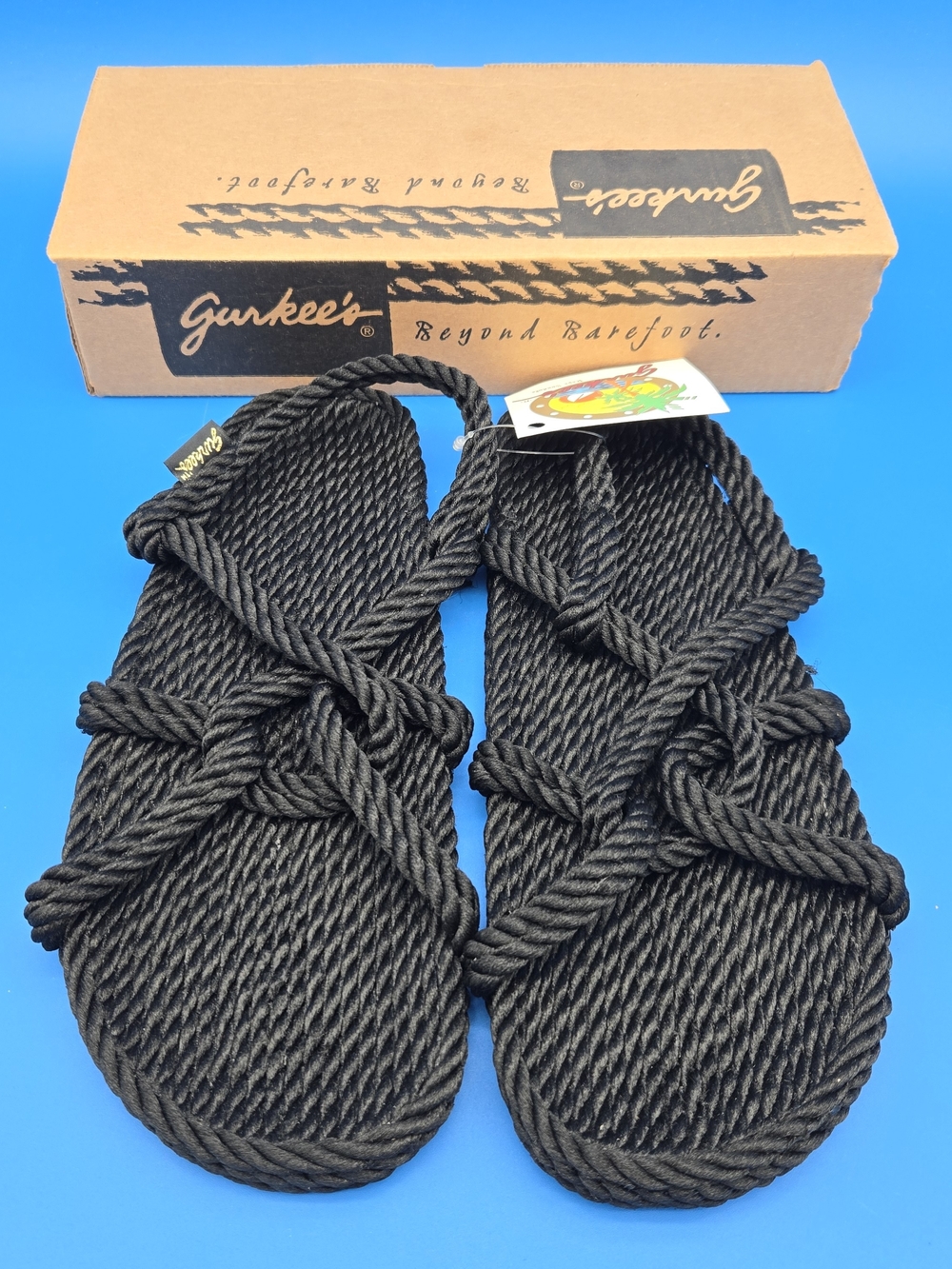 Gurkees Barbados Black Rope Sandals - Knot Strap Style